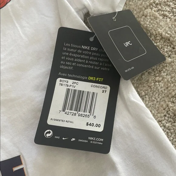 Nike White Tune Squad Tee with Royal Purple Mesh Shorts - Picture 8 of 9